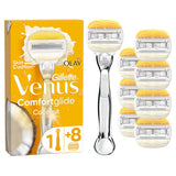 Gillette Venus Comfortglide razor with Olay bars and metal handle - British product