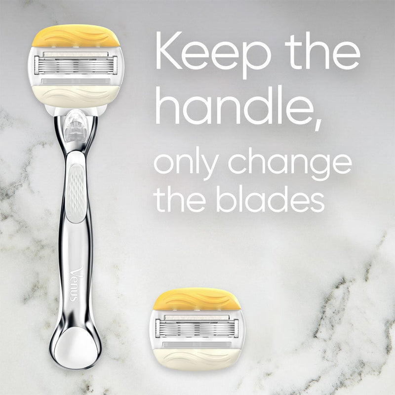 Gillette Venus Comfortglide razor with Olay bars and metal handle - British product
