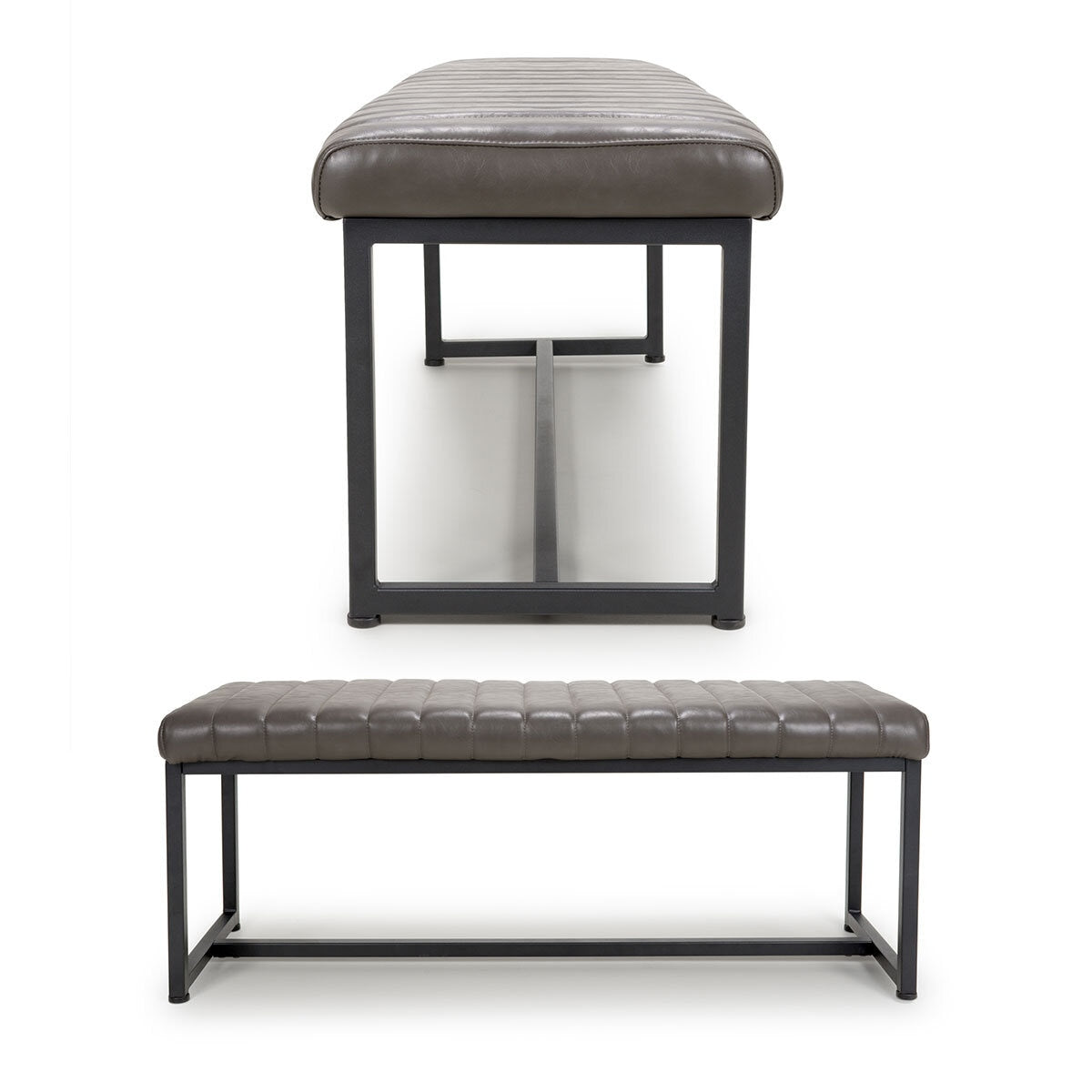 Shankar Archer grey faux leather dining bench, UK version