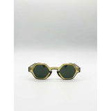 SVNX round hexagon sunglasses sage green, imported from the UK