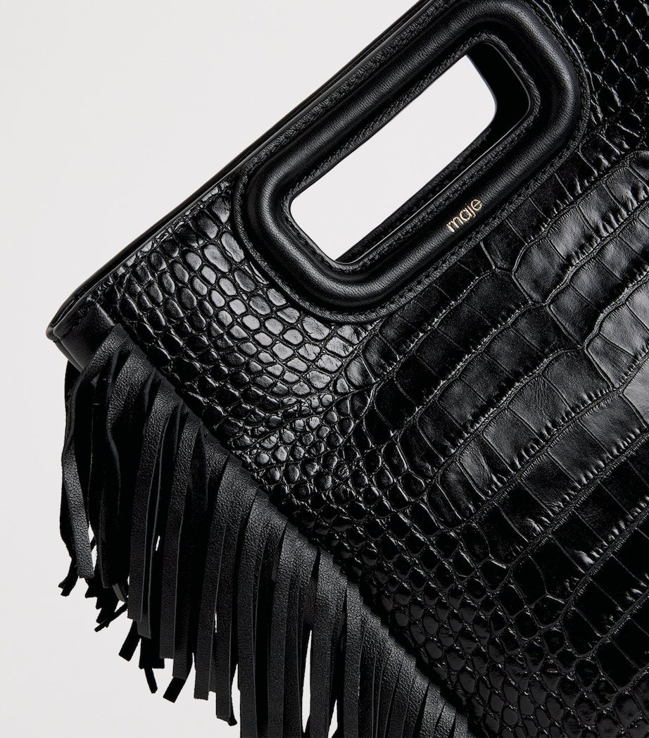 Maje M cross-body bag leather fringed trim UK version
