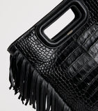 Maje M cross-body bag leather fringed trim UK version