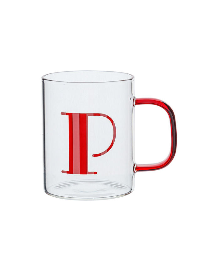 George Home Red Alphabet Glass Mug - P GOODS ASDA   