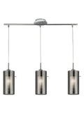 Searchlight Basil chrome pendant light smoked glass frosted inner 3-light - British product