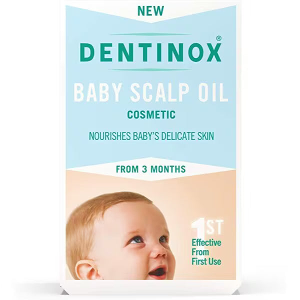 Dentinox Scalp Oil 30ml bottle, imported from the UK baby care line
