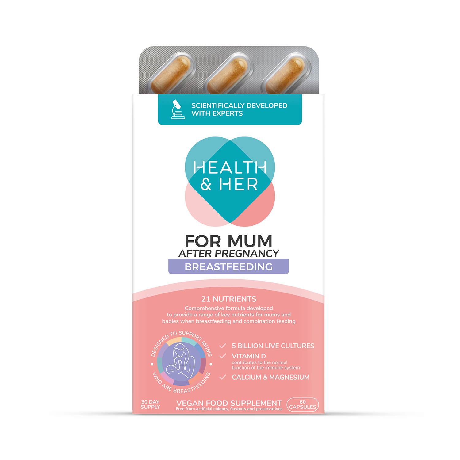 Health & Her breastfeeding support supplement 60 capsules, UK version