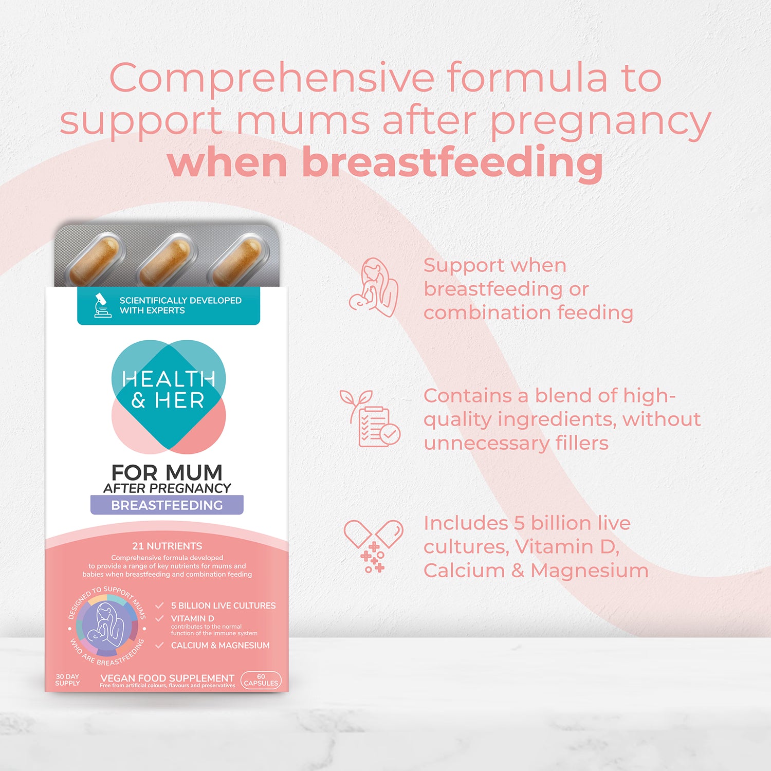 Health & Her breastfeeding support supplement 60 capsules, UK version