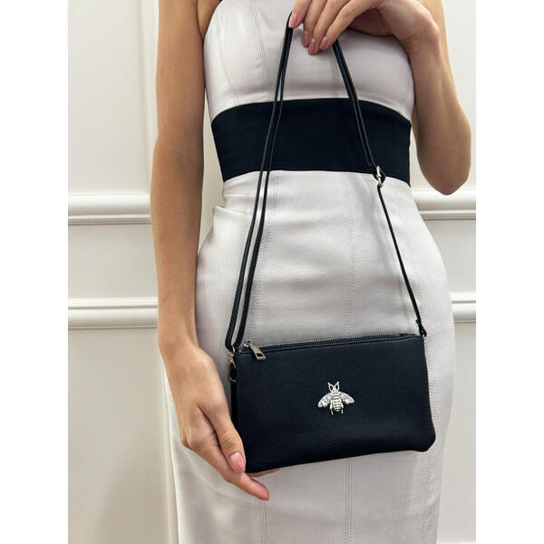 SVNX crossbody bag black with bee embellishment one size - British product