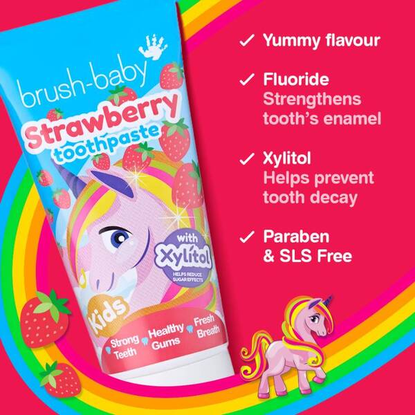 Brush Baby kids toothpaste natural strawberry 50ml (British brand)