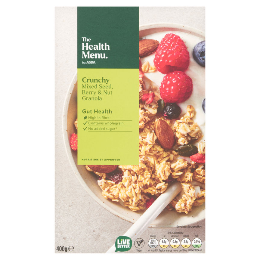 The Health Menu by ASDA Crunchy Mixed Seed, Berry & Nut Granola 400g ...