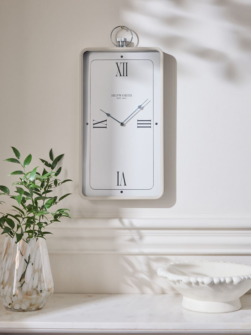 Brompton black rectangular wall clock 53cm x 25.5cm x 5cm - British product