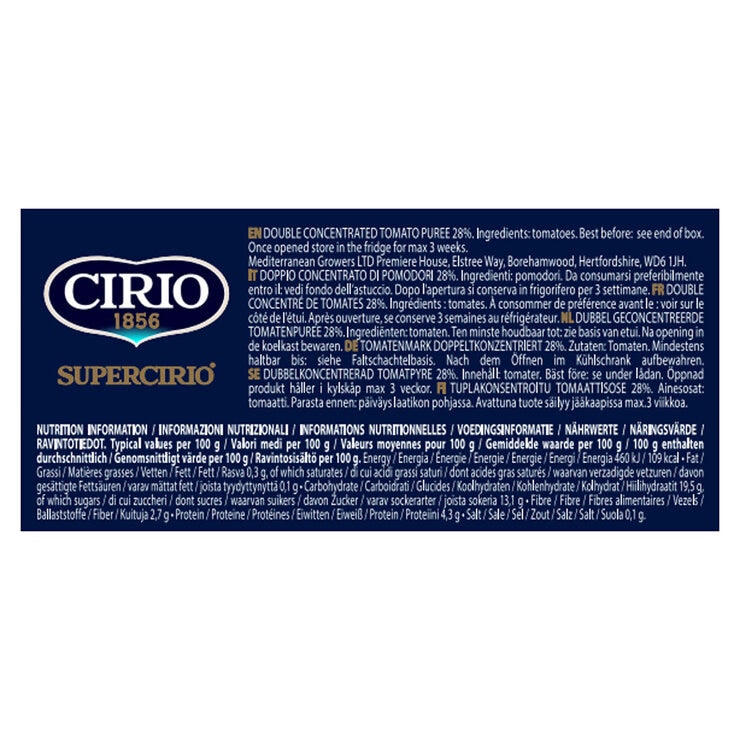 Cirio Tomato Puree Tube 12 x 140g - British product