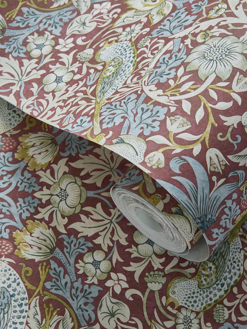 Clarke & Clarke Strawberry Thief Slate Blush wallpaper 10.05m - British product