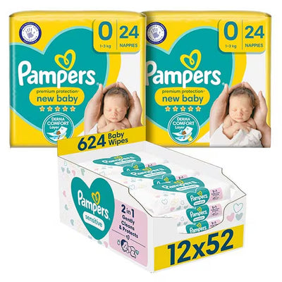 Superdrug Pampers Nouvelle Naissance Couches Taille 0 &amp; Lingettes Sensibles Lot - Acheter en ligne chez McGrocer