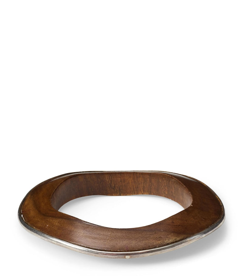 Ralph Lauren Collection asymmetrical cuff wood and silver-tone brass - British product