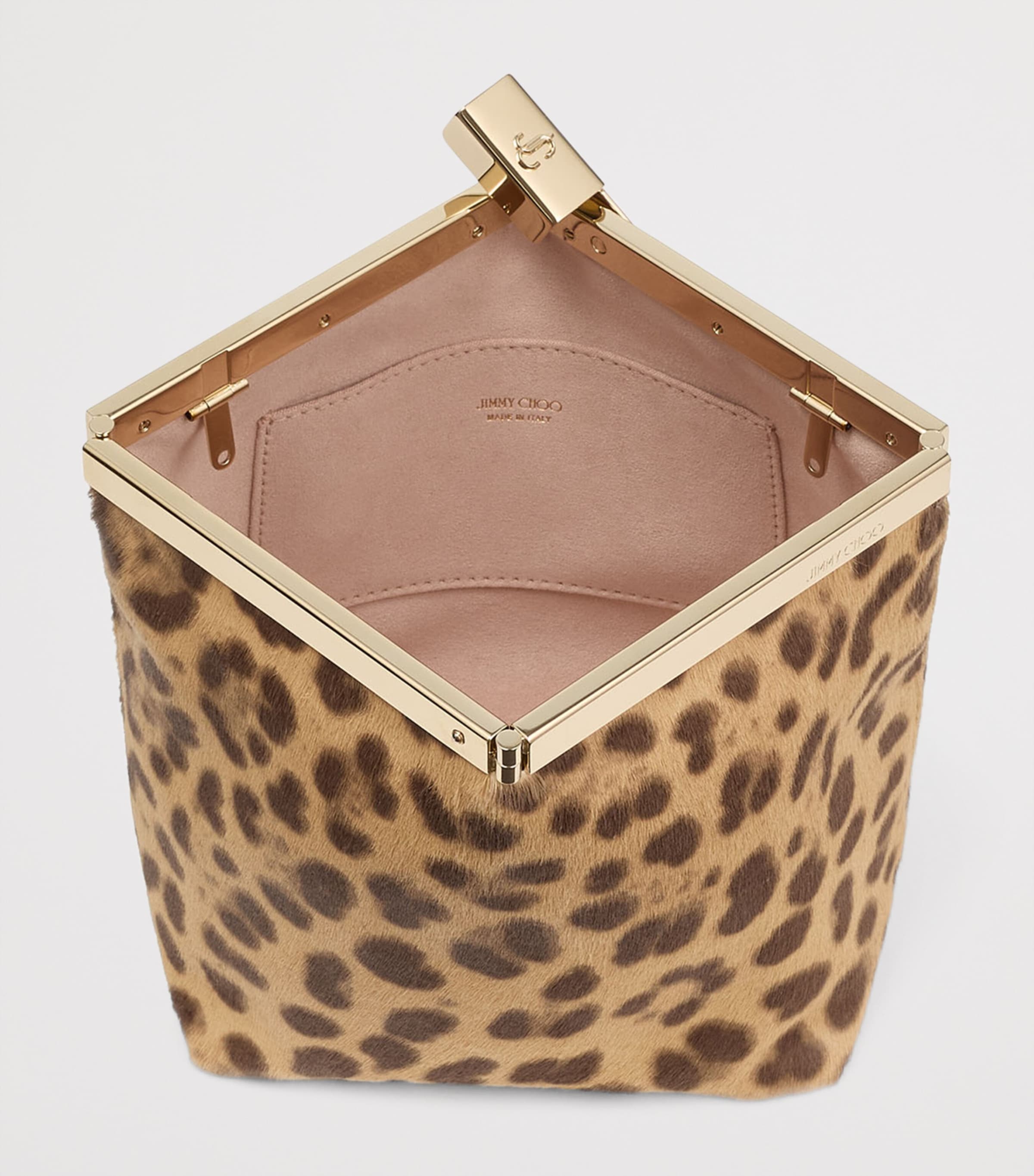 Jimmy Choo leopard print Ganache clutch bag, imported from the UK