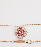 Suzanne Kalan princess flower rose gold necklace with diamonds and pink sapphire (British brand)