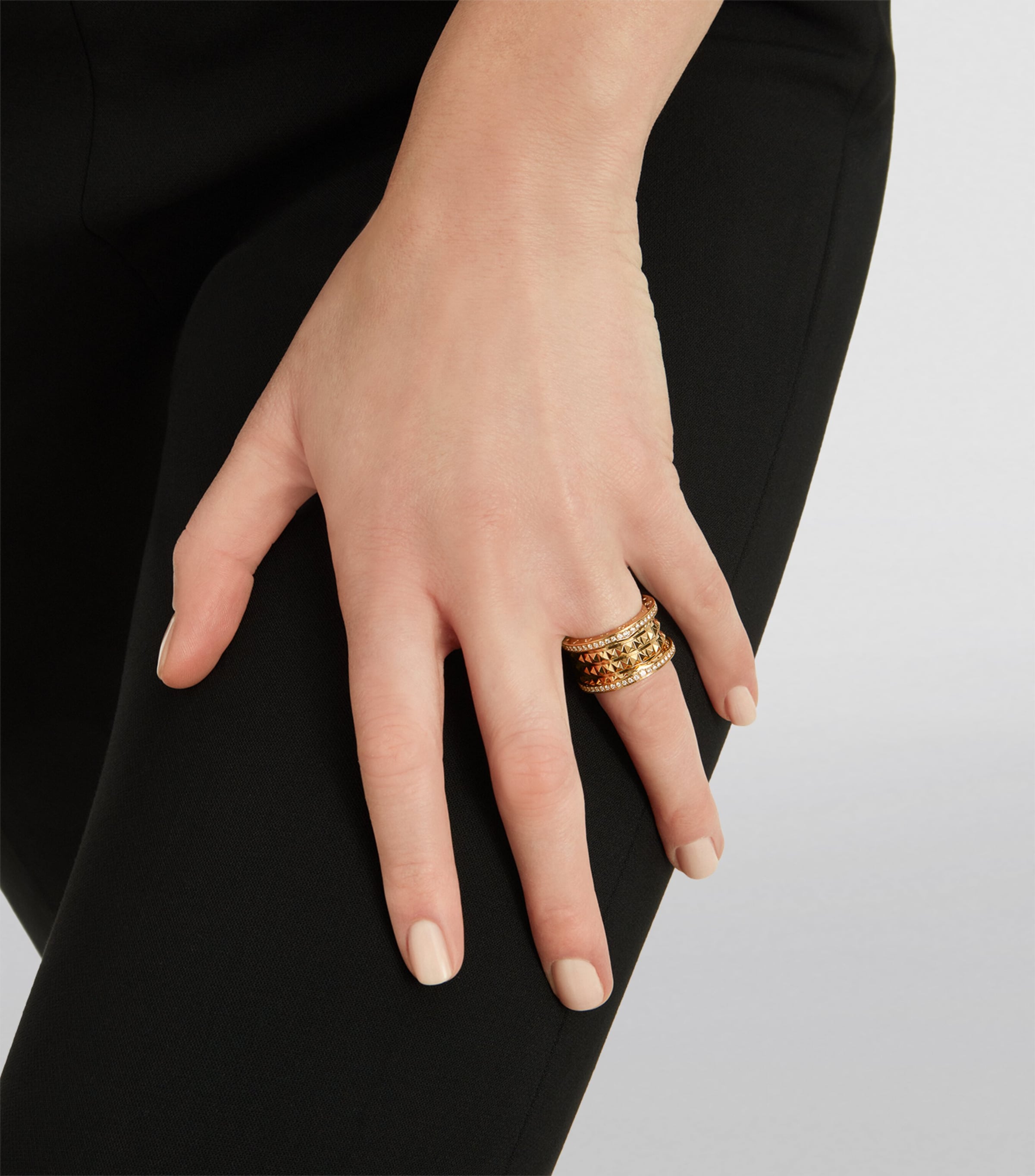 Bvlgari B.zero1 four-band ring in yellow gold with diamonds (British brand)