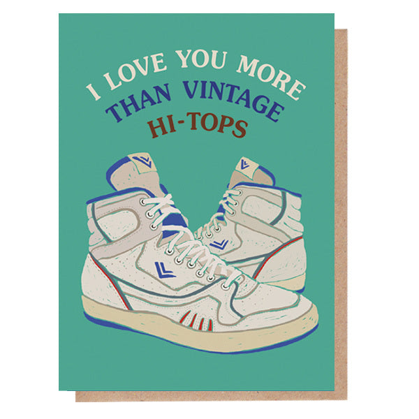 Paper Plane vintage hi-tops greeting card, imported from the UK