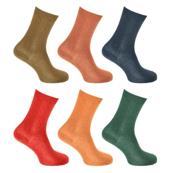 Ladies/Womens Non Elastic Boot Socks (Pack Of 6) (4-8) GOODS Superdrug Teal/Yellow/Red/Navy/Brown/Green  