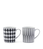 Prada porcelain mugs checkerboard and stripes set of 2, imported from the UK