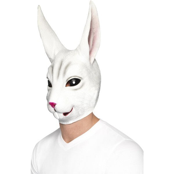 Smiffys rabbit mask white full overhead latex (British brand)
