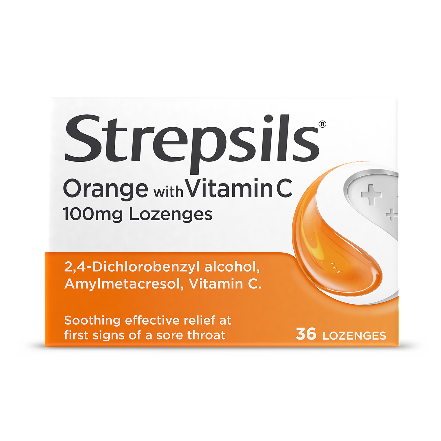 Strepsils Orange Vitamin C lozenges 36, imported from the UK