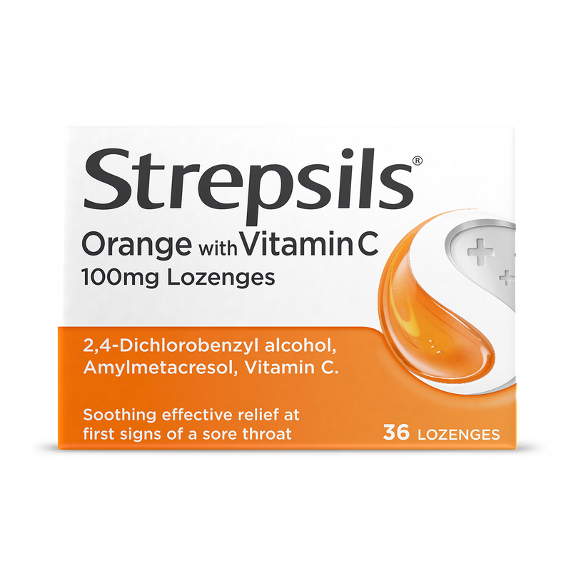 Strepsils Orange Vitamin C lozenges 36, imported from the UK