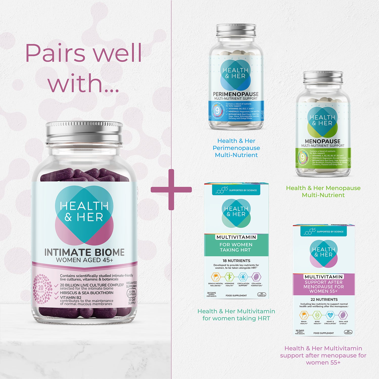 Health & Her Intimate Biome 45+ 60 capsules, imported from the UK