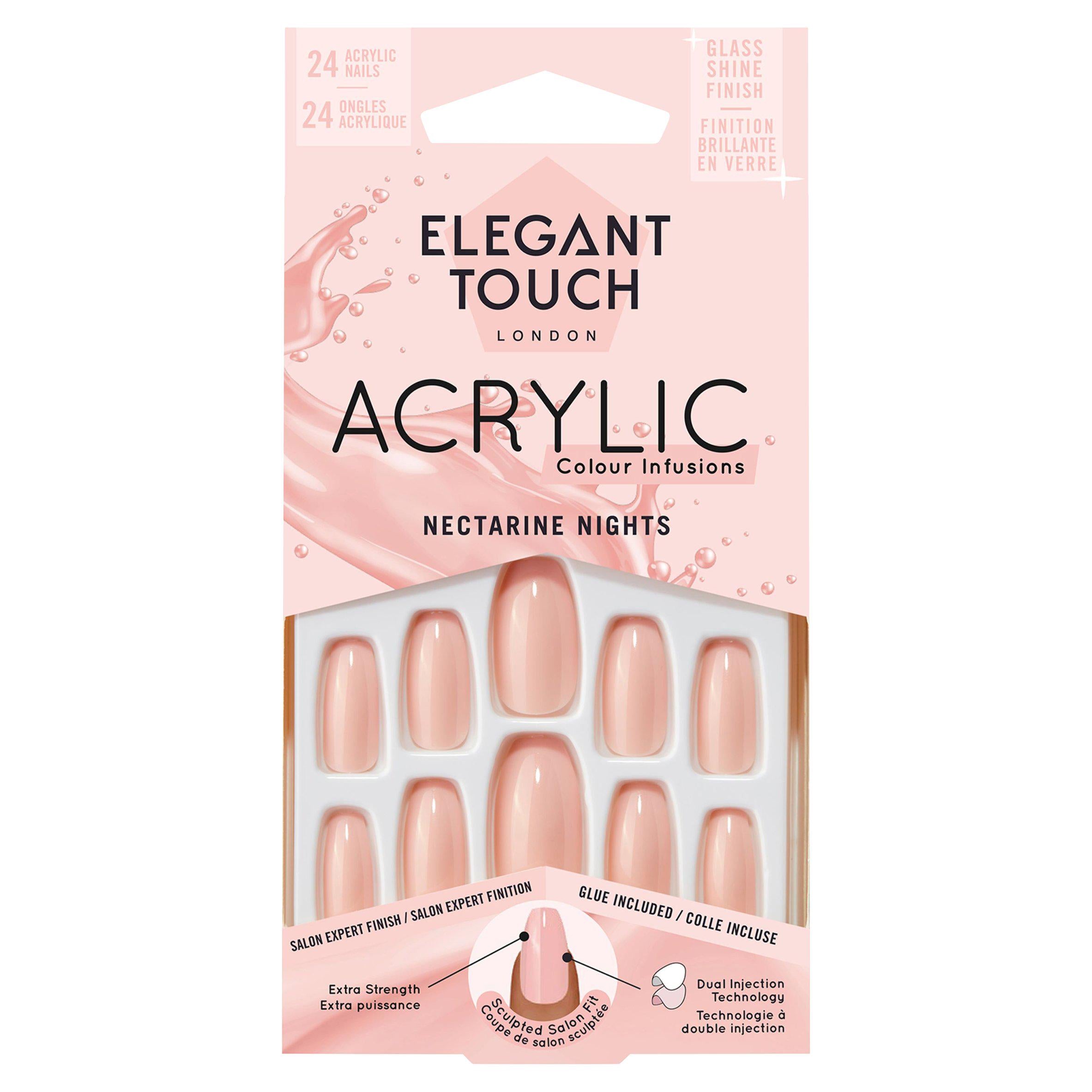 Elegant Touch London Acrylic Colour Infusions 24 Nectarine Nights Nails GOODS Sainsburys   