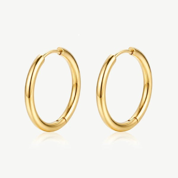 MUCHV gold solid hoop earrings 24mm (British brand)