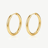 MUCHV gold solid hoop earrings 24mm (British brand)
