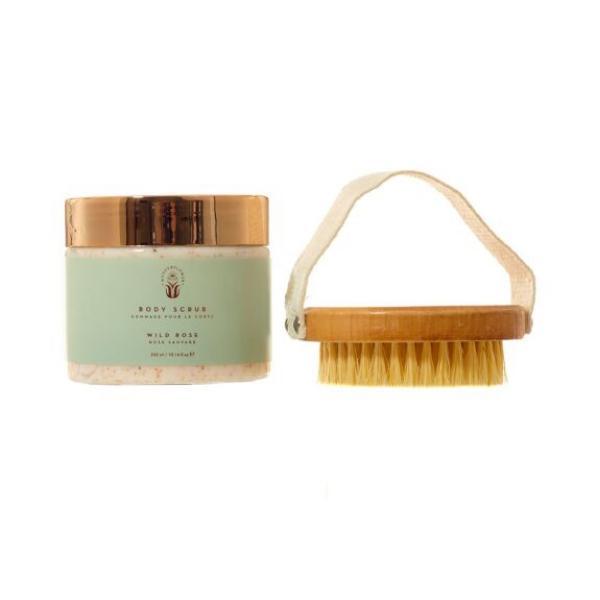 Wanderflower Body Brush and Scrub Duo Wild Rose (British brand)