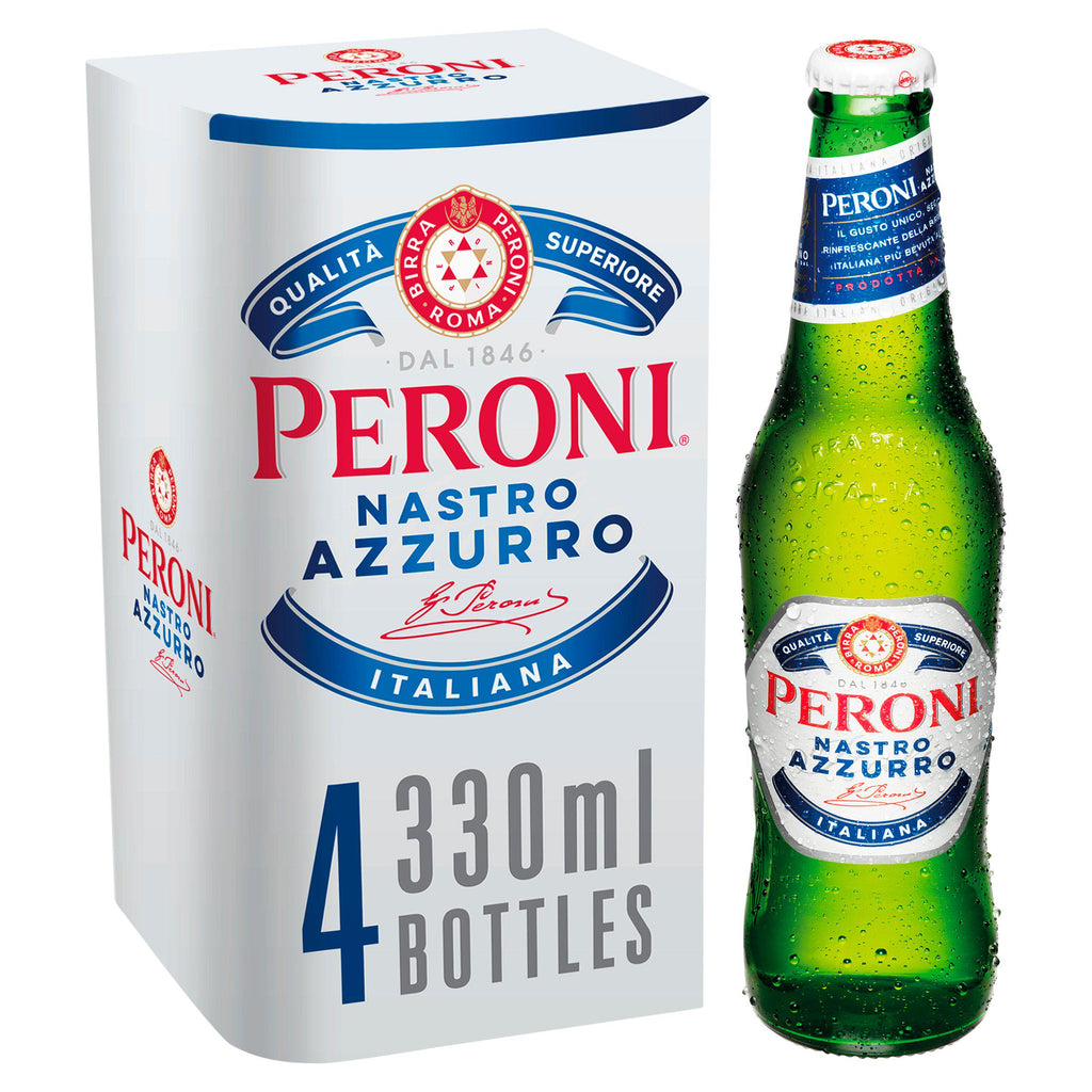 Peroni Nastro Azzurro Beer Lager Bottles 4x330ml