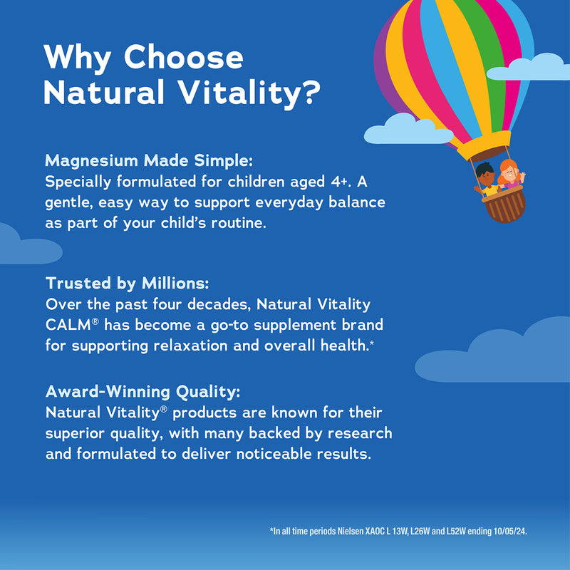 Natural Vitality Calm Kids magnesium gummies 90mg 60 gummies, UK version