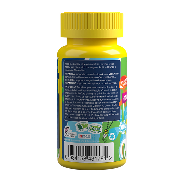 SpongeBob SquarePants Nickelodeon Multivitamins with added Probiotics Orange & Pineapple 60 Chewables GOODS Holland&Barrett   