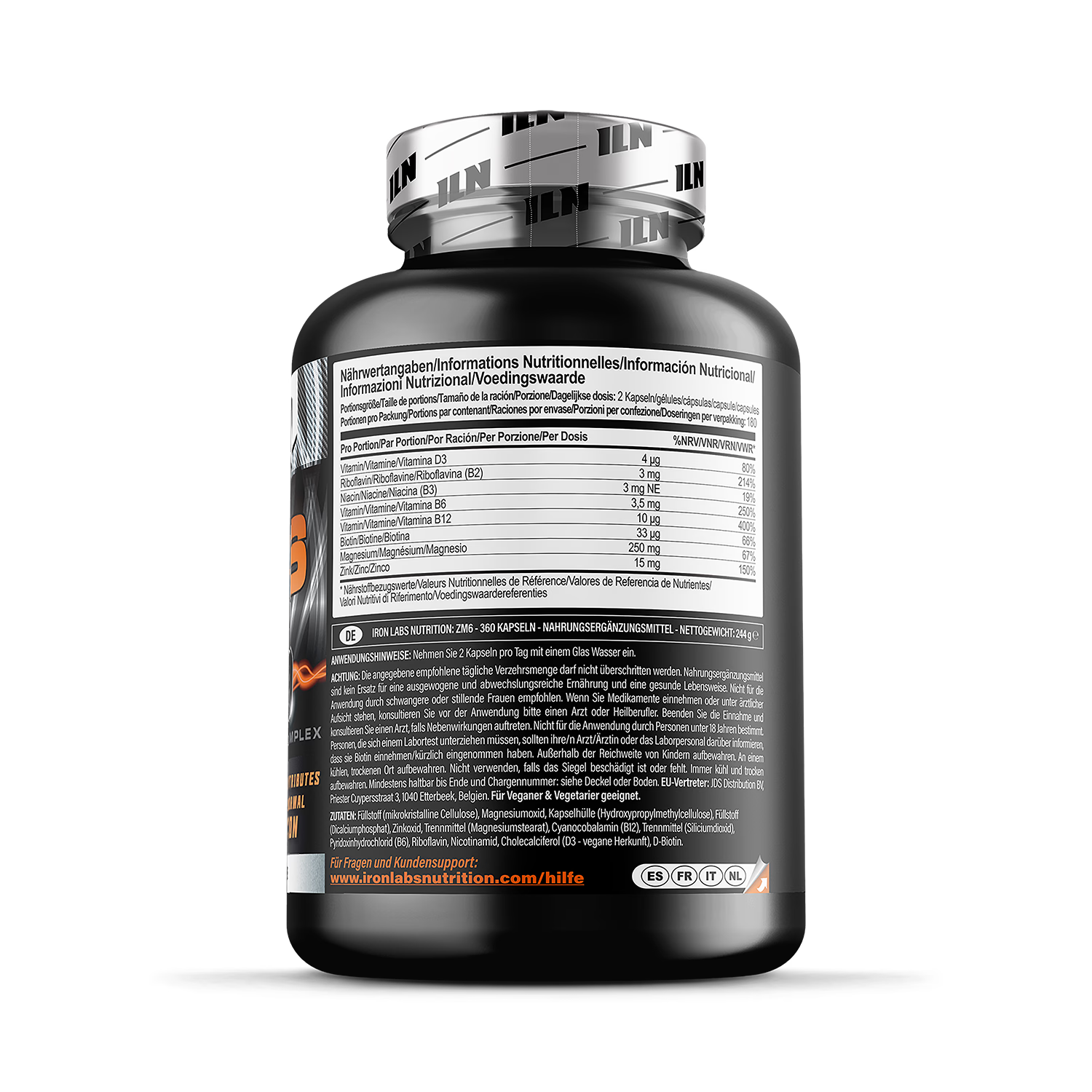 Iron Labs ZM6 zinc magnesium vitamin B6 capsules 360 - British product
