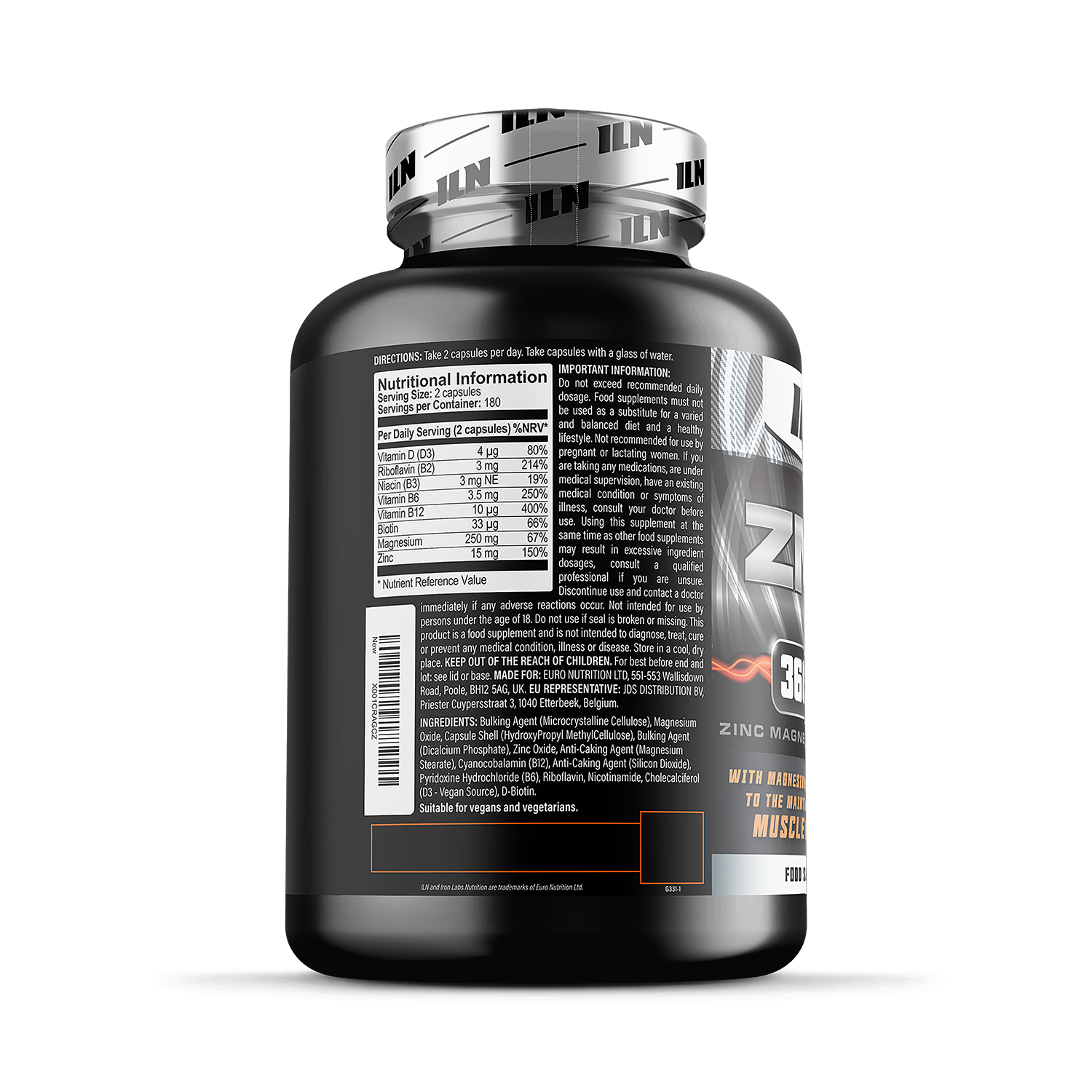 Iron Labs ZM6 zinc magnesium vitamin B6 capsules 360 - British product