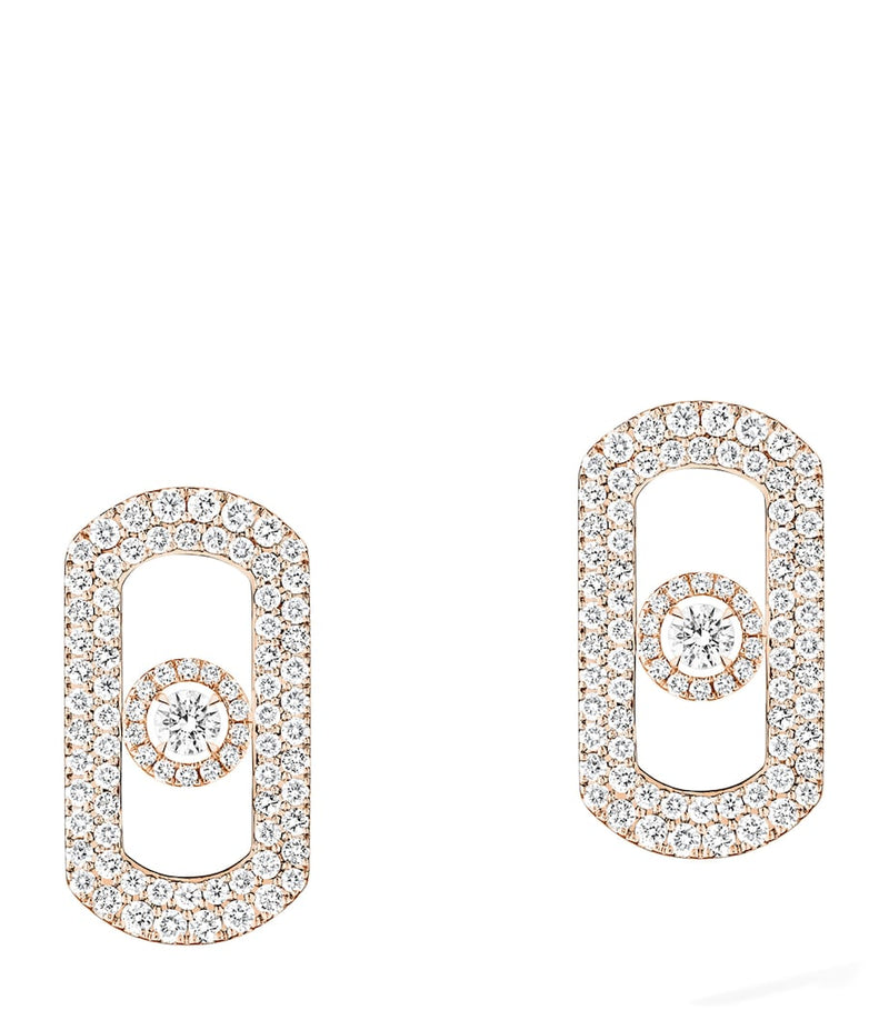 Messika So Move rose gold diamond pavé earrings - British product