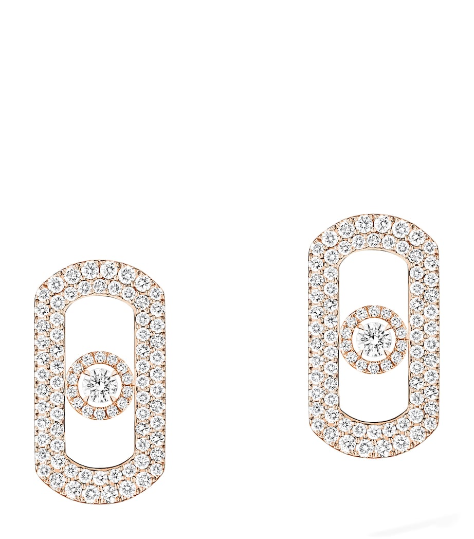 Messika So Move rose gold diamond pavé earrings - British product
