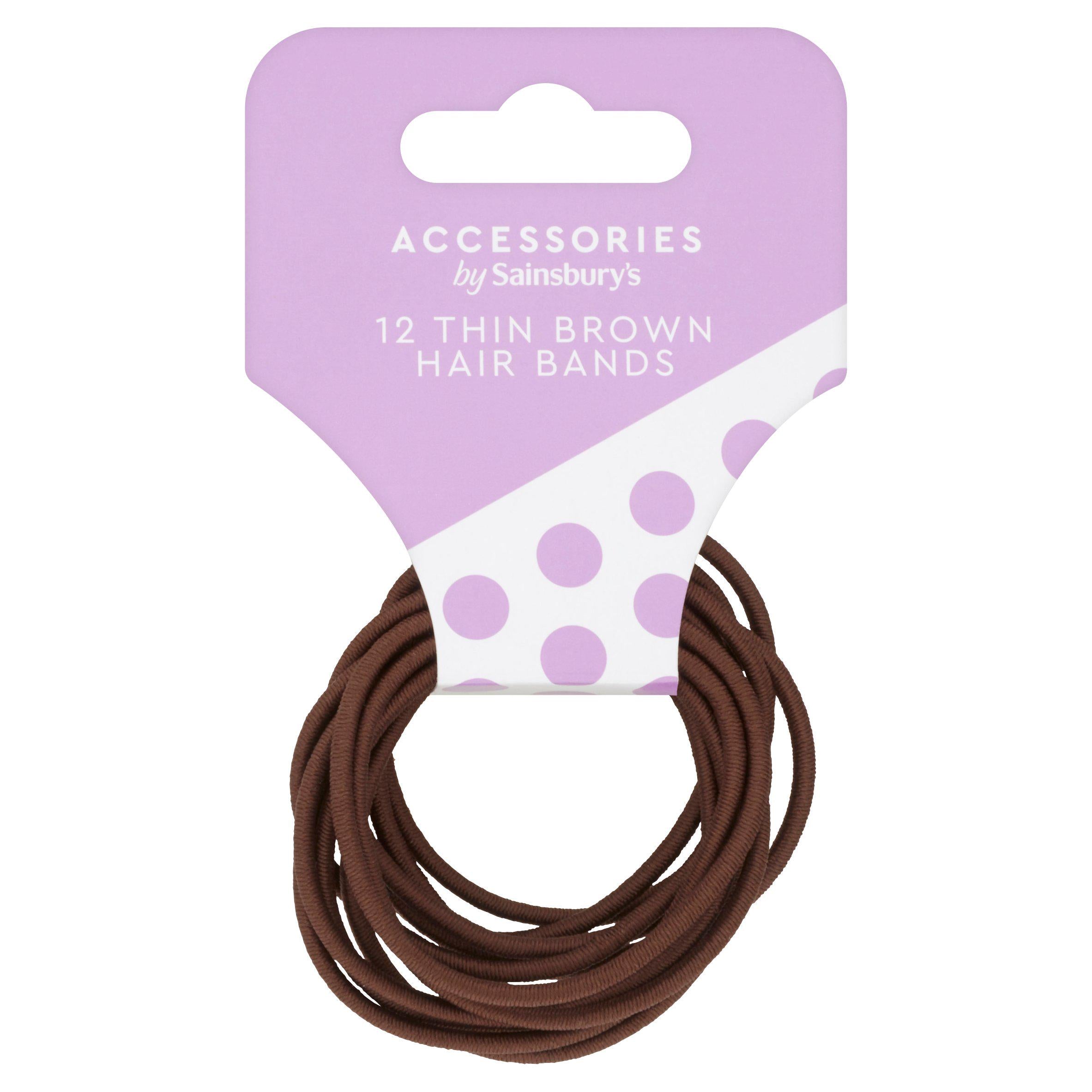 Sainsbury's Pony Tail Bands Thin Brown x12 PERSONAL CARE Sainsburys   