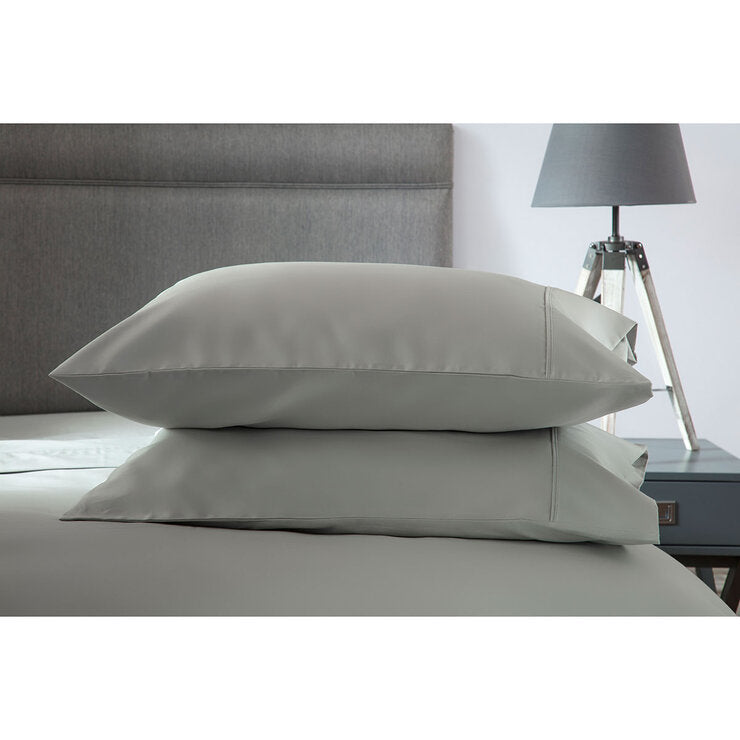 Belledorm platinum cotton sateen pillowcase pair, imported from the UK