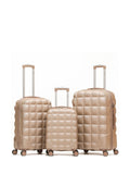Flight Knight Champagne/Silver Hardcase Large Check In Suitcases And Cabin Case Set Of 3
