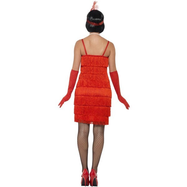 Smiffys Flapper Costume, Red, with Short Dress