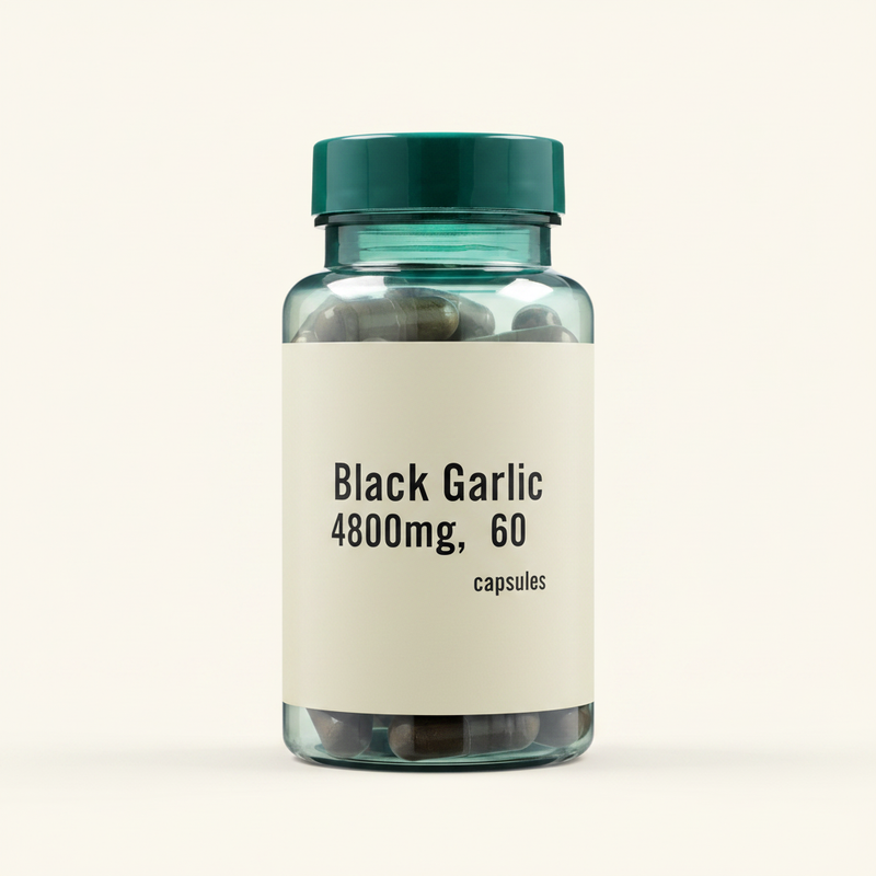 Holland & Barrett black garlic extract supplement 4800mg 60 capsules, UK version
