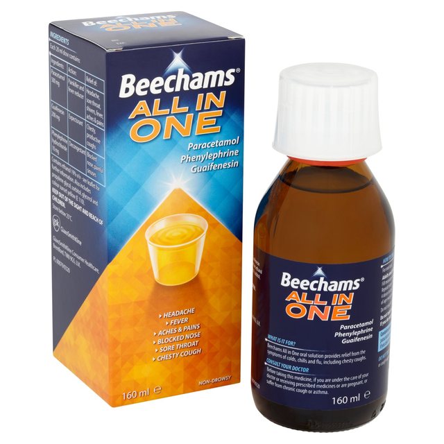 Beechams All in One Cold & Flu Liquid Medicine   160ml GOODS M&S   