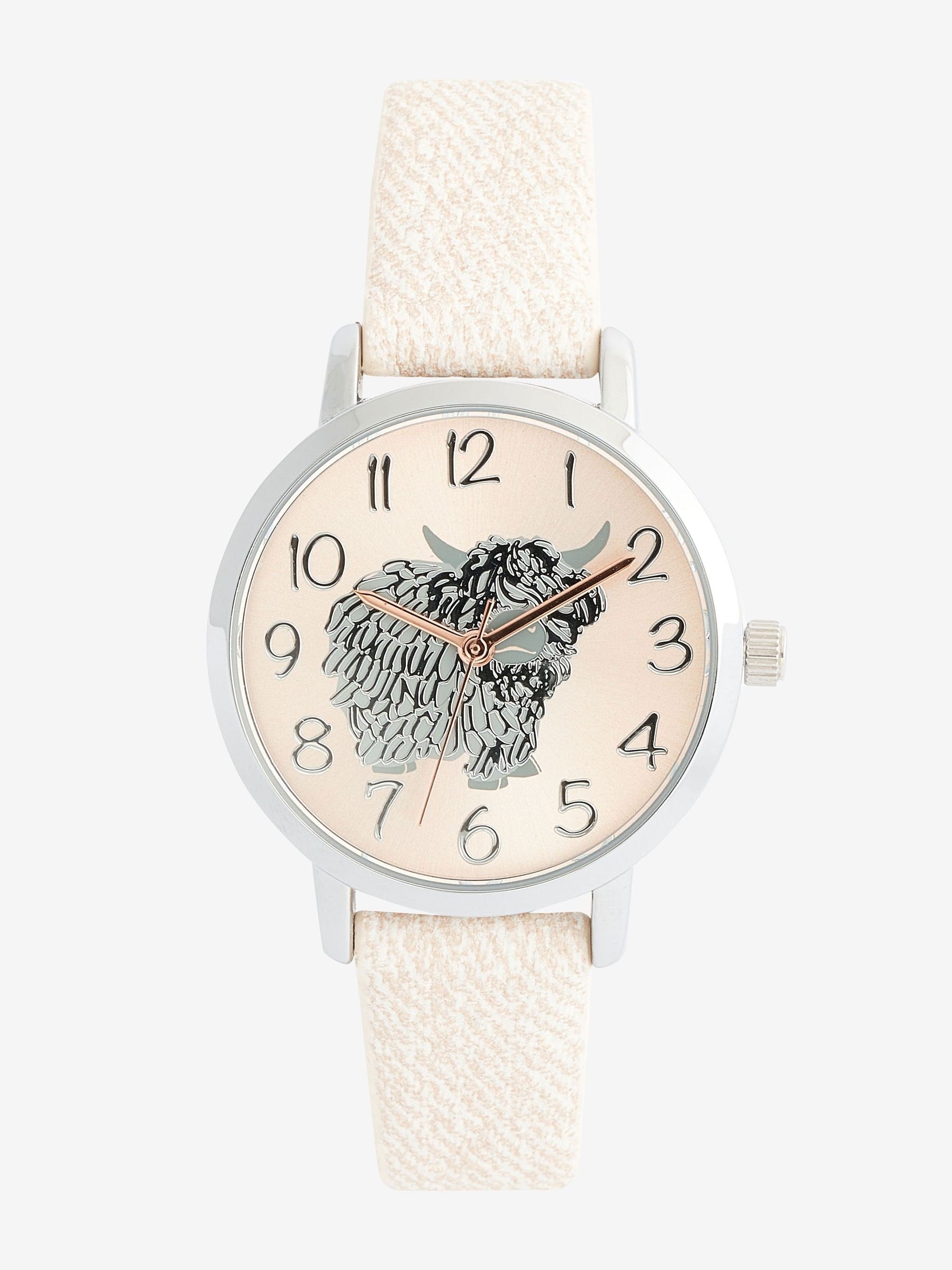 Hamish Highland Cow watch with 3cm diameter, imported from the UK