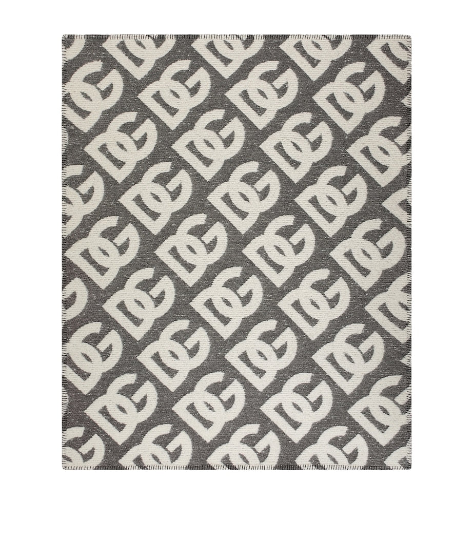 Dolce&Gabbana Casa wool-cashmere-silk logo throw 140x180cm, imported from the UK
