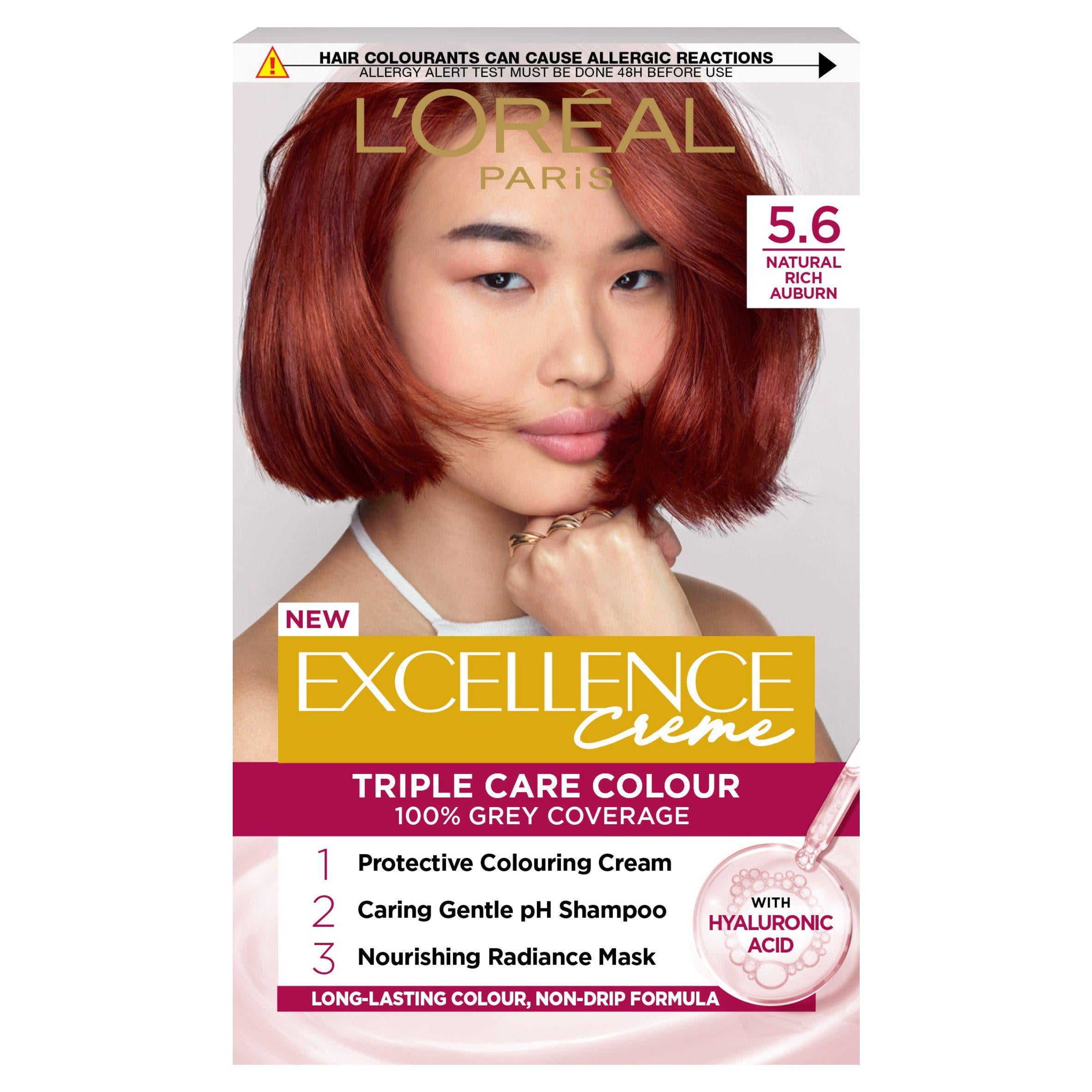 L'Oreal Paris Excellence Permanent Hair Dye Rich Auburn Red 5.6 Auburn Sainsburys   