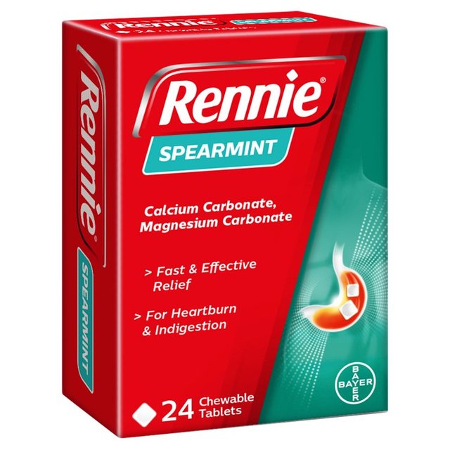 Rennie Spearmint Heartburn & Indigestion Relief Tablets   24 per pack